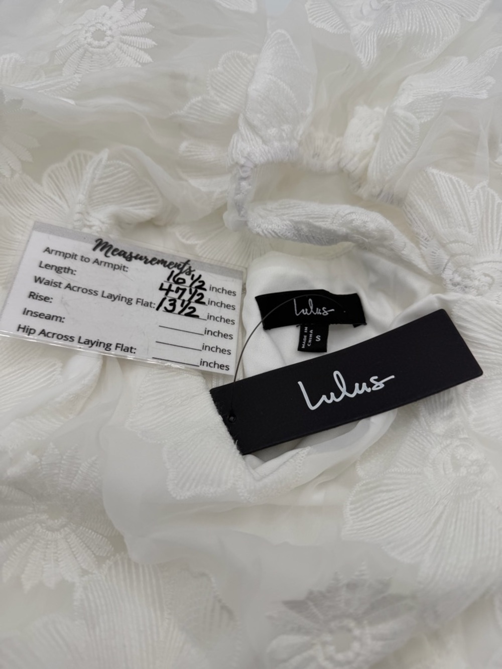 Lulus NWT “Sweetest Behavior” White Embroidered Puff Sleeve Midi Dress Sz Small - Picture 6 of 14